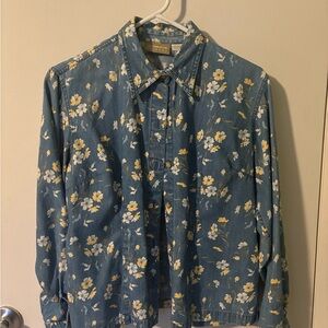 Vintage Liz Claiborne Blue Floral Button-Up Shirt